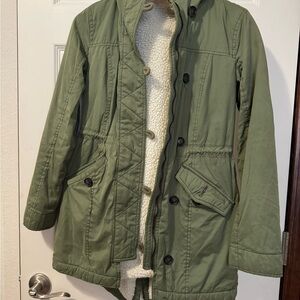 Hollister Olive Green Jacket with Cream Lining